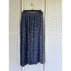 LL Bean Women's Sm‎ Cotton Rayon Pocket Maxi Skirt Cottagecore Pull On Floral